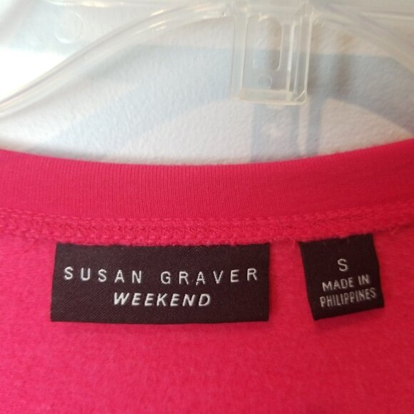 Susan Graver Weekend Pink Fleece Tunic pockets - Picture 4 of 6